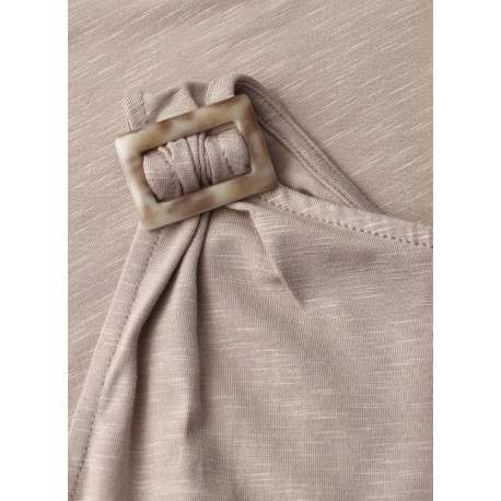 Débardeur taupe uni pourvu d'un aspect flammé et d'un col rond - Image 2