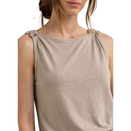Débardeur taupe uni pourvu d'un aspect flammé et d'un col rond - Image 6