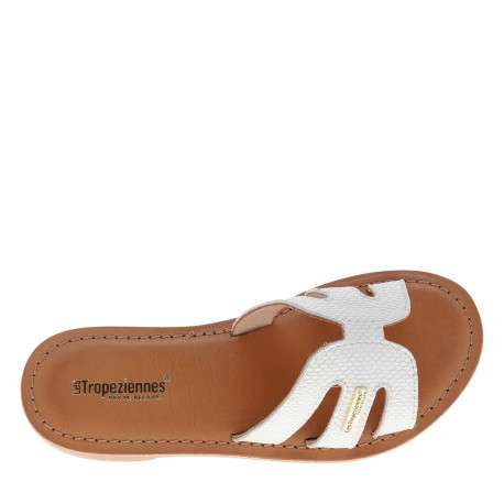 Mules en cuir blanc à semelles plates effet écaillé all-over - Image 4