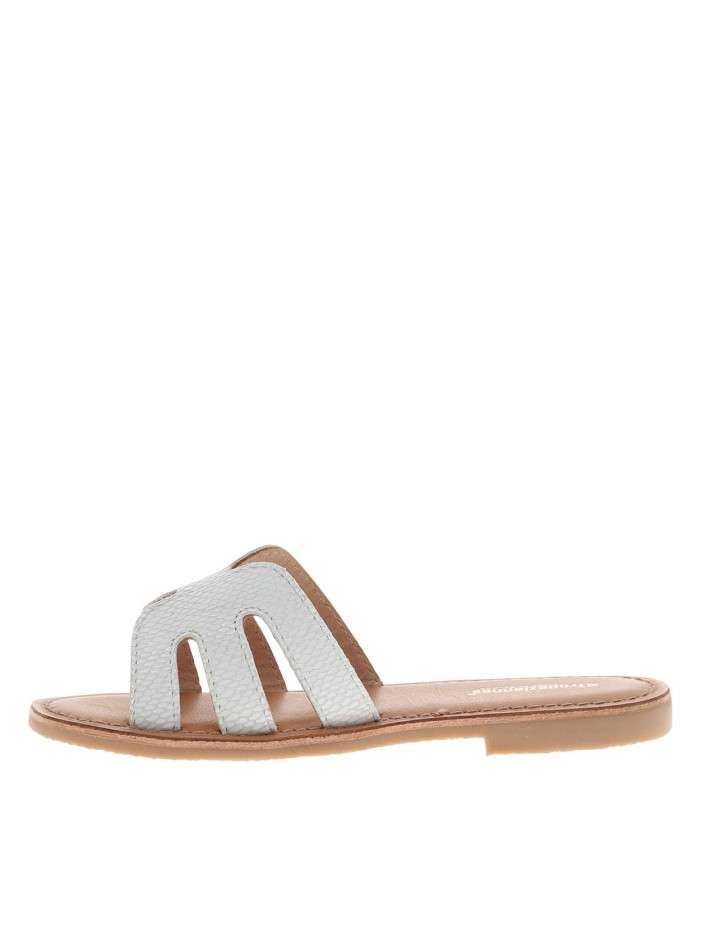 Mules en cuir blanc à...