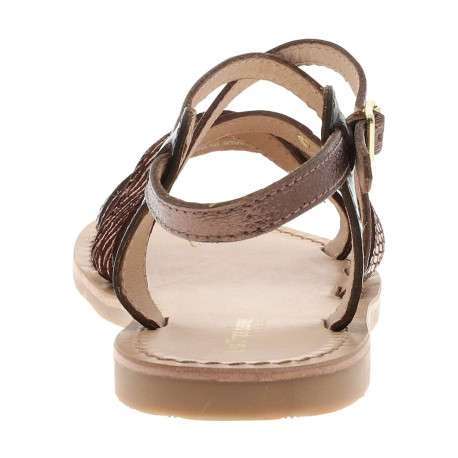 Nu-pieds en cuir chocolat à semelle plate et à boucle à ardillon - Image 6