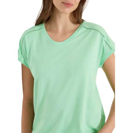 T-shirt vert uni avec coupe droite et des manches courtes élastiquées - Image 3