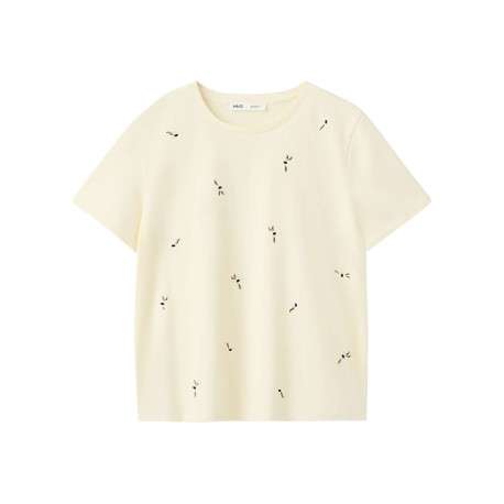 T-shirt en coton jaune uni avec une coupe droite et un col rond