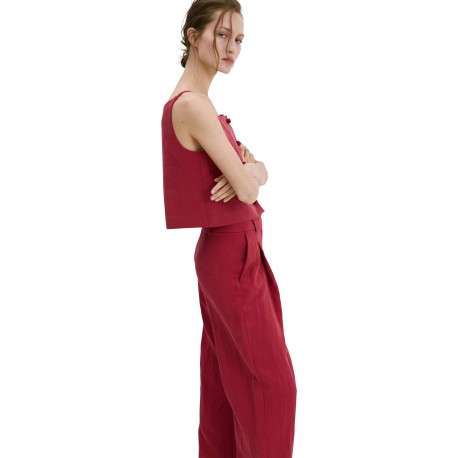 Pantalon Chino rouge uni avec une coupe bootcut et une taille droite - Image 5