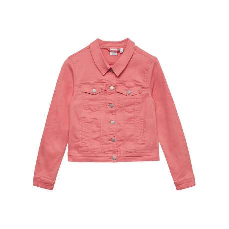 Blouson en Jean corail uni avec une coupe droite et un col boutonné