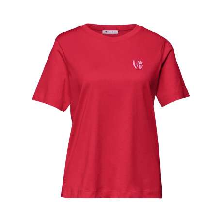 T-shirt rouge uni avec une coupe droite et des manches courtes