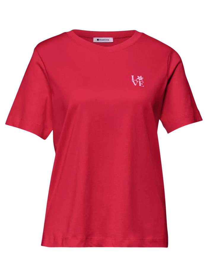 T-shirt rouge uni avec une...