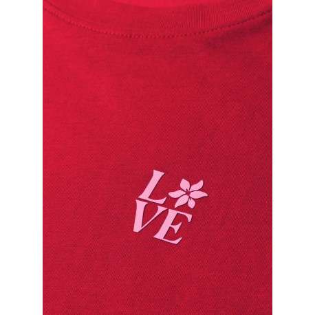 T-shirt rouge uni avec une coupe droite et des manches courtes - Image 2