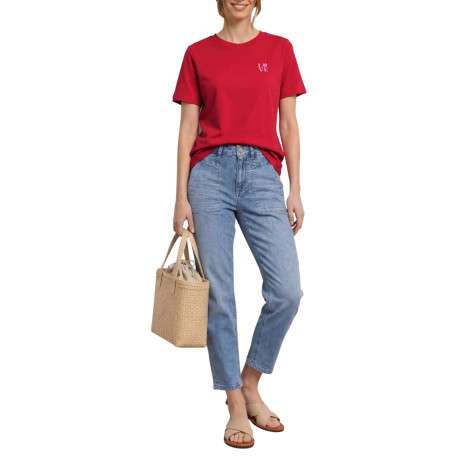 T-shirt rouge uni avec une coupe droite et des manches courtes - Image 5