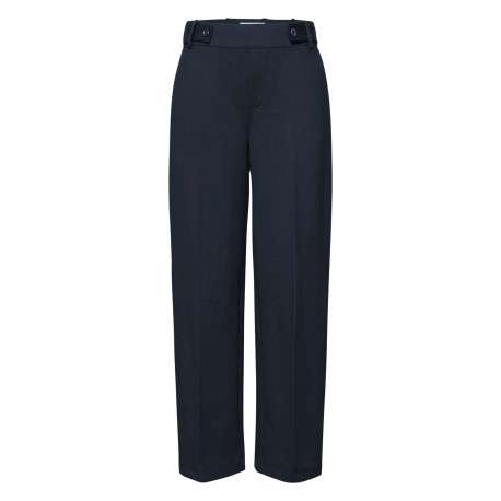 Pantalon chino marine uni avec une coupe bootcut et un effet plissé