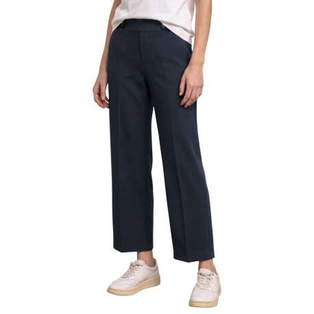 Pantalon chino marine uni avec une coupe bootcut et un effet plissé - Image 3