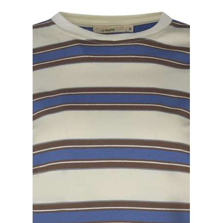T-shirt en coton beige clair à rayures pourvu d'une coupe droite - Image 3