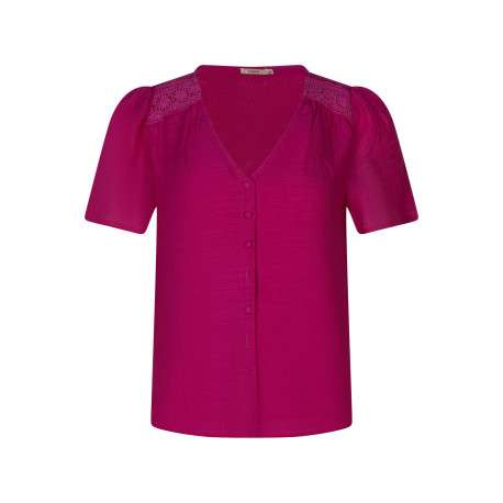 Chemisier fuchsia uni pourvu d'une coupe droite et des manches courtes