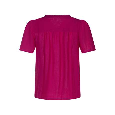 Chemisier fuchsia uni pourvu d'une coupe droite et des manches courtes - Image 2