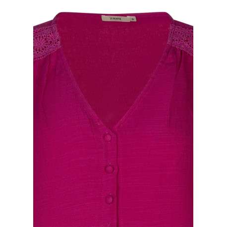 Chemisier fuchsia uni pourvu d'une coupe droite et des manches courtes - Image 3