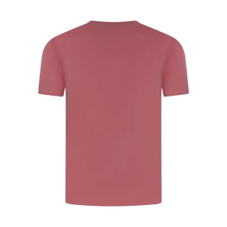 T-shirt en coton corail uni pourvu d'une coupe droite et d'un col rond - Image 2
