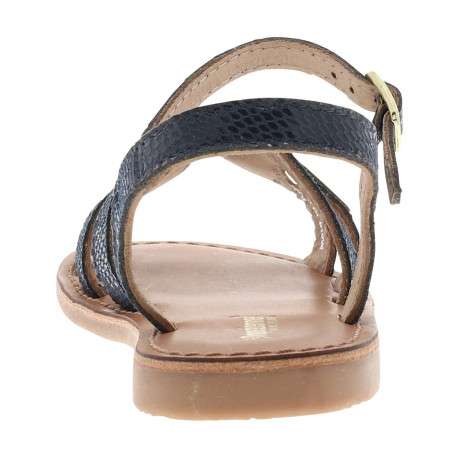 Nu-pieds bleus en cuir avec un talon plat et une boucle à ardillon - Image 6