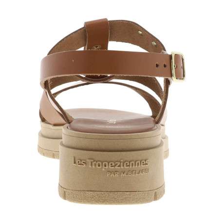 Nu-pieds tan en cuir avec un talon décroché bas et une boucle à ardillon - Image 6