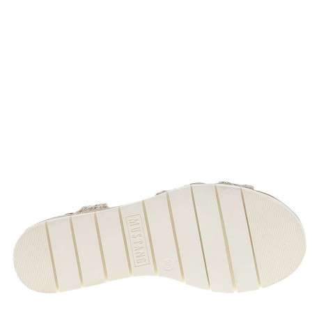 Nu-pieds écrus avec un talon semi-compensée et une bandes élastiquées - Image 5
