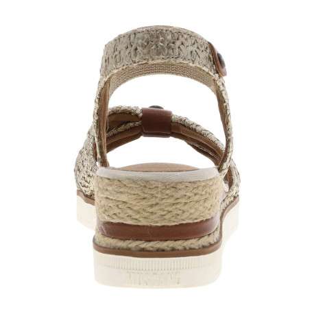 Nu-pieds écrus avec un talon semi-compensée et une bandes élastiquées - Image 6