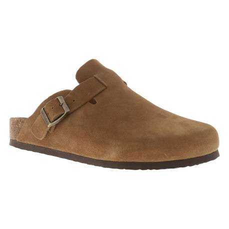 Sabots camel en cuir avec un talon plat et une boucle à ardillon - Image 3