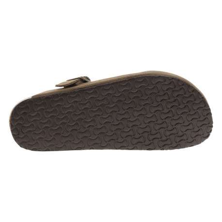 Sabots Sahara en cuir taupe avec un talon plat et à boucle à ardillon - Image 5