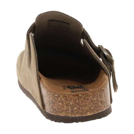 Sabots Sahara en cuir taupe avec un talon plat et à boucle à ardillon - Image 6