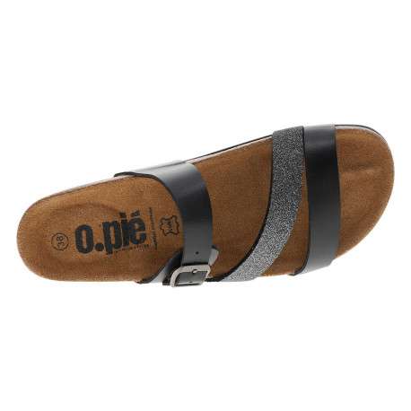 Mules noires avec un talon compensé bas et une boucle à ardillon - Image 4