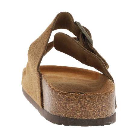 Mules camel en cuir avec un talon plat et deux boucles à ardillon - Image 6