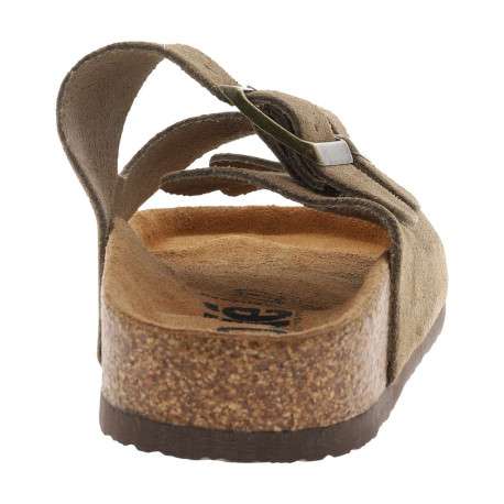 Mules taupe en cuir avec un talon plat et deux boucles à ardillon - Image 6