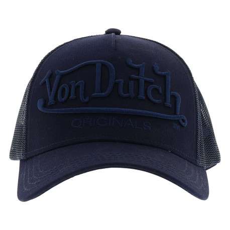 Casquette trucker marine unie pourvue d'une fermeture à strapback