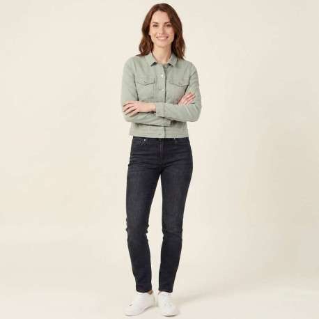 Blouson en coton biologique vert uni avec une coupe ajustée - Image 10