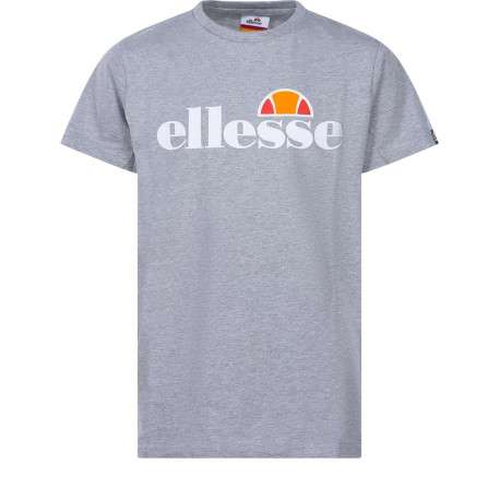 T-shirt gris chiné pour fille avec gros logo central en coton coupe droite JENA