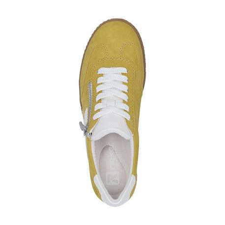 Tennis jaune à semelle à talon plat avec des lacets plats et un zip - Image 4