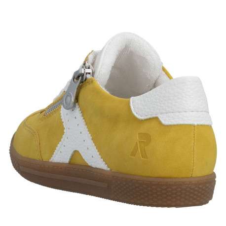 Tennis jaune à semelle à talon plat avec des lacets plats et un zip - Image 9