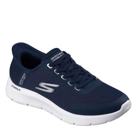 Baskets running bleu marine à talon plat et à slip-on muni de lacets élastiqués - Image 3