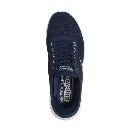 Baskets running bleu marine à talon plat et à slip-on muni de lacets élastiqués - Image 5