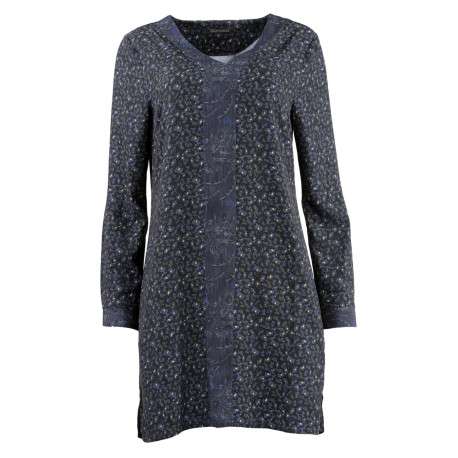 Robe BIRD kaki rayures zébrées coupe droite col v