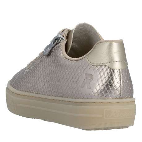 Tennis en cuir perle à talon plat avec des lacets et un zip latéral - Image 9