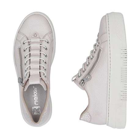Tennis perle à talon plateau avec un zip et des lacets élastiqués décoratifs - Image 8