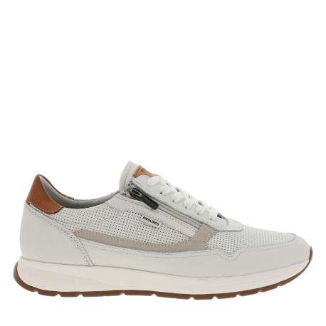Baskets running blanches en cuir à talon plat avec des lacets et un zip latéral - Image 2