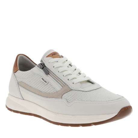 Baskets running blanches en cuir à talon plat avec des lacets et un zip latéral - Image 3