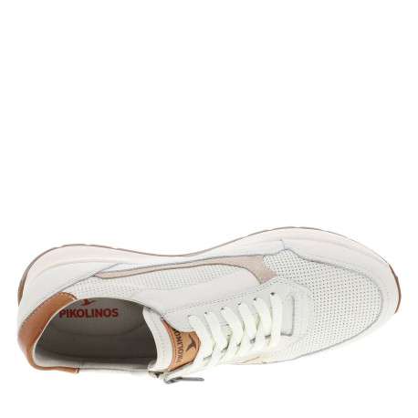 Baskets running blanches en cuir à talon plat avec des lacets et un zip latéral - Image 4