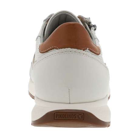 Baskets running blanches en cuir à talon plat avec des lacets et un zip latéral - Image 6