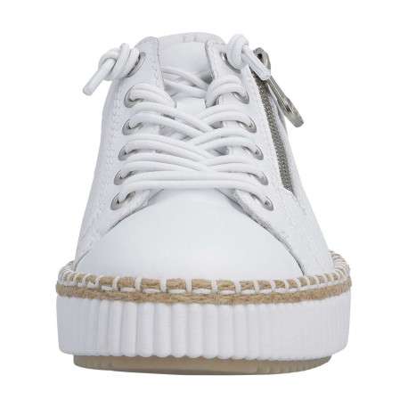 Tennis en cuir blanches à talon plat avec des lacets et un zip latéral - Image 6