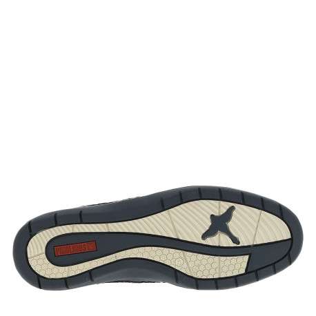 Derbies bleu marine en cuir avec un talon plat et des lacets blancs - Image 5