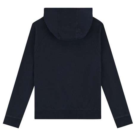 Sweat à capuche zippé en coton mélangé marine uni avec coupe droite - Image 2
