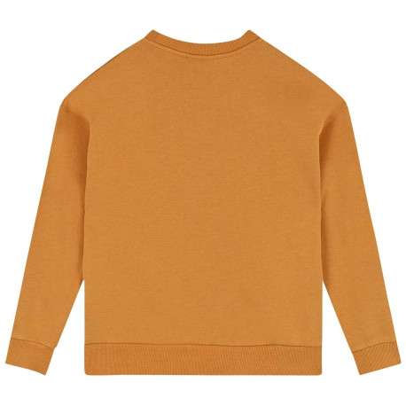Sweat en coton mélangé ocre uni avec une coupe droite et logo iconique - Image 2