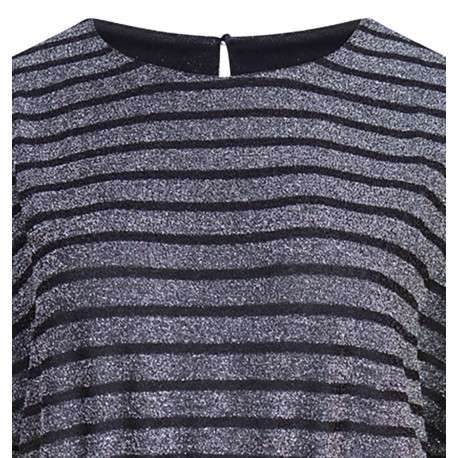 Robe anthracite à rayures irrisées et col ras du cou - Image 3