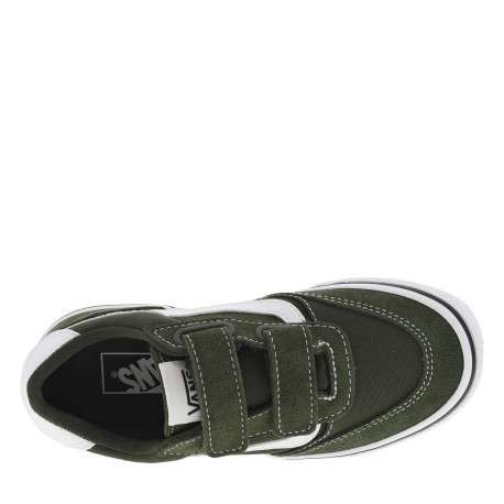 Baskets en cuir kaki à talon plat avec des bandes auto-agrippantes - Image 4